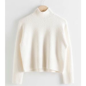 & Other Stories Textured White/Ivory Mock Neck Sweater